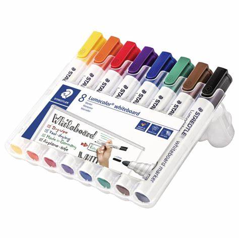 Staedtler Lumocolor Whiteboard Markers Assorted Colours Box of 8 Bullet Tip