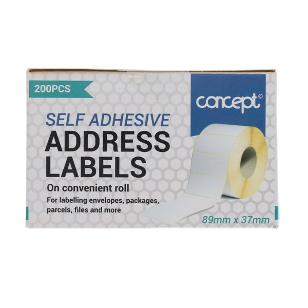 Concept Roll 200 Self Adhesive White Address Labels
