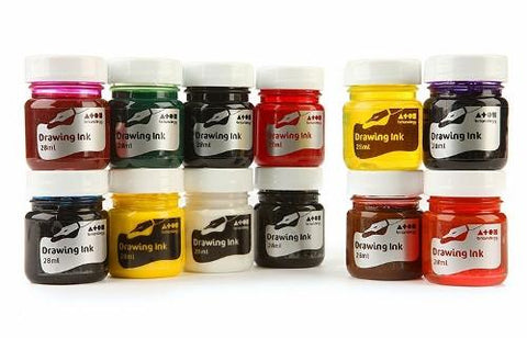 Drawing Ink 28ml Bottle Assorted - Set of 12