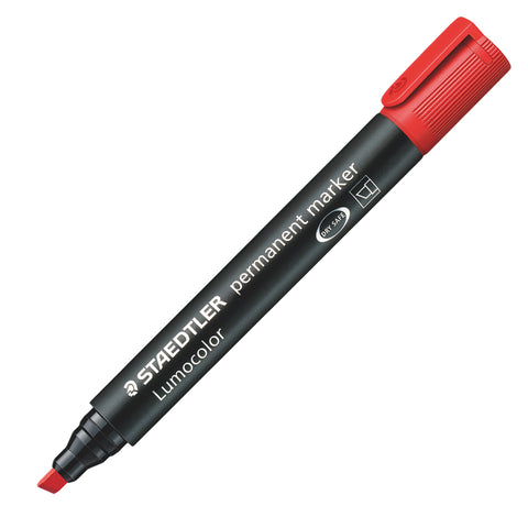 Staedtler Lumocolor Permanent Markers Chisel Tip Red Box 10