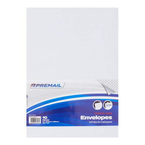 Premail C4 Peel & Seal White Envelopes Pack 10