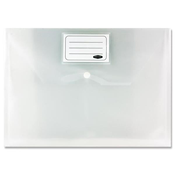 Premier Office A4 Clear Bag Button Wallets - Pack 3