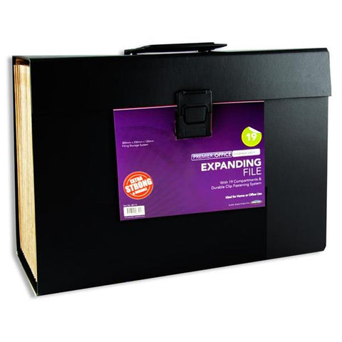 Premier Office 19 Pocket Expanding File - Black