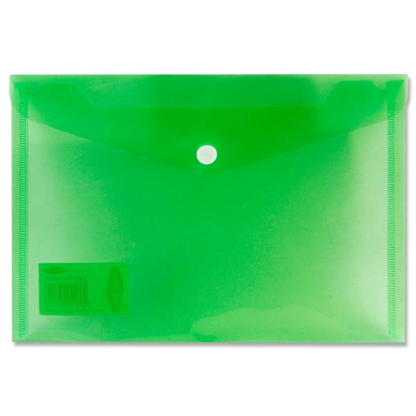 Premier Universal A5 Button Wallet Envelope Clear Pack 4 Assorted Colours