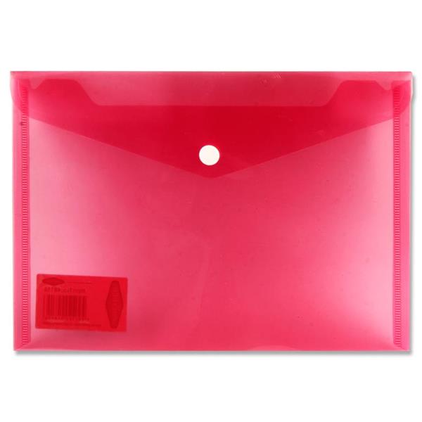 Premier Universal A5 Button Wallet Envelope Clear Pack 4 Assorted Colours