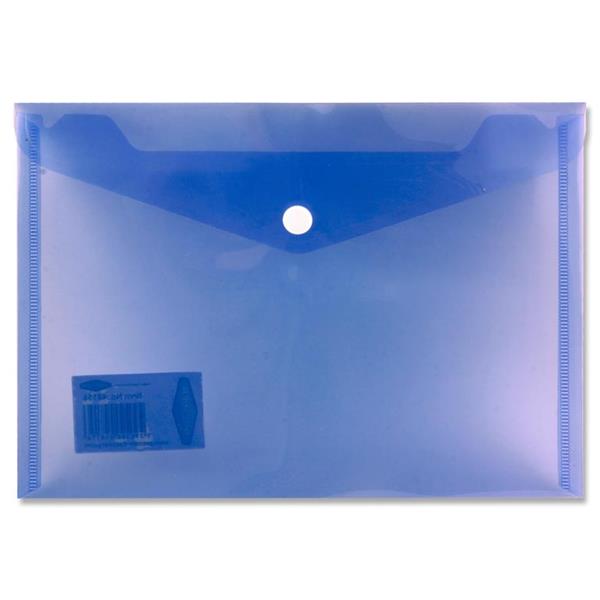 Premier Universal A5 Button Wallet Envelope Clear Pack 4 Assorted Colours