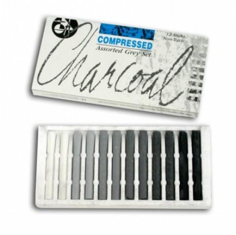 Jakar Compressed Charcoal Assorted Grey (Black to White) Set of 12