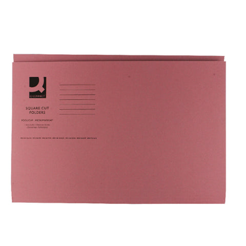 Q-Connect Square Cut Folder Mediumweight 250gsm Foolscap Pink (Pack of 100)