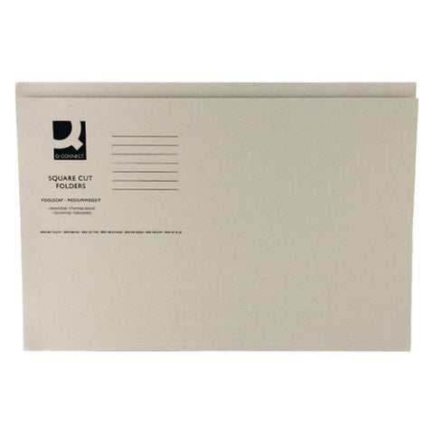 Q-Connect Square Cut Folder Mediumweight 250gsm Foolscap Buff (Pack of 100)