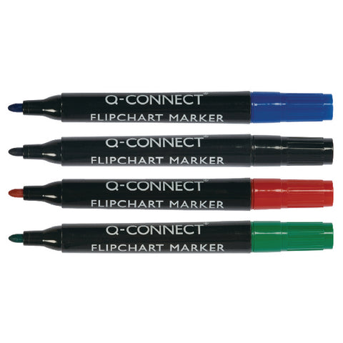 Q-Connect Assorted Flipchart Marker Pens Bullet Tip (4 Pack)