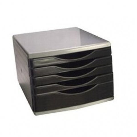 Q-Connect 5 Drawer Tower Black and Grey