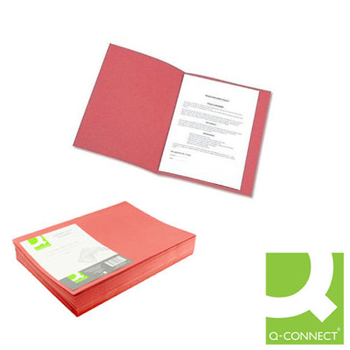 Q-Connect Square Cut Folder Lightweight 180gsm Foolscap Red (Pack of 100)