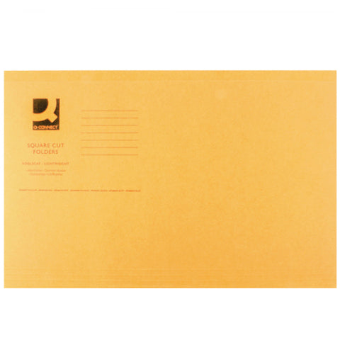 Q-Connect Square Cut Folder Lightweight 180gsm Foolscap Orange (Pack of 100)