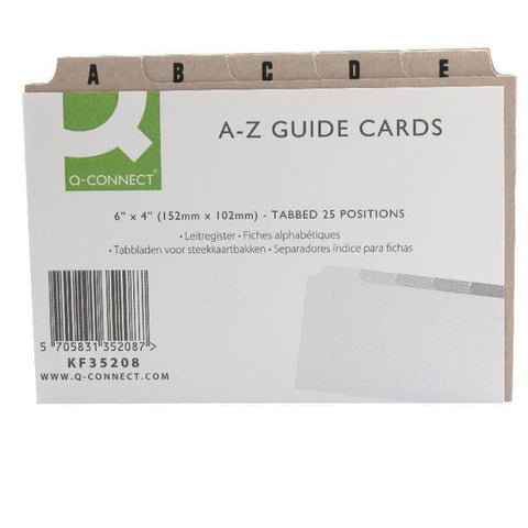 Q-Connect Guide Card 6x4 Inch A-Z Buff (25 Pack) KF35208