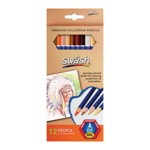 Swash Premium Colouring Pencils Assorted Skin Tones Box 12