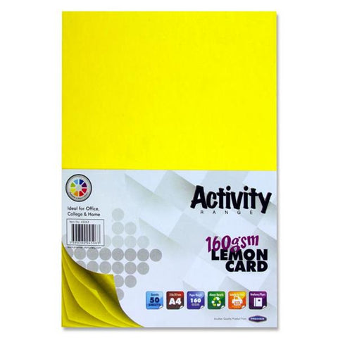 A4 Activity Card 50 Sheets 160gm - Lemon
