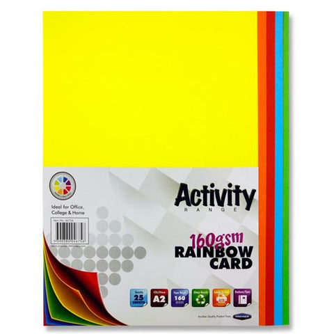 A2 Assorted Activity Card 25 Sheets 160gm - Rainbow