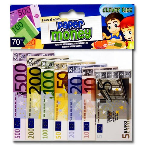 Clever Kidz Paper Euro Money Set Pack 70