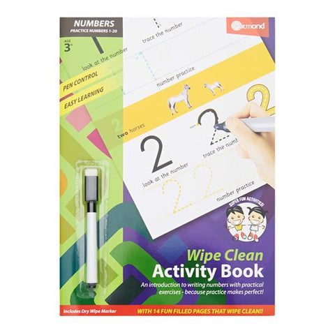 Ormond A4 14pg Wipe Clean Activity Book & Pen - Numbers 1 - 20