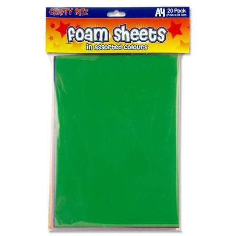 Crafty Bitz Assorted Colour A4 Foam Sheets 20 Pack