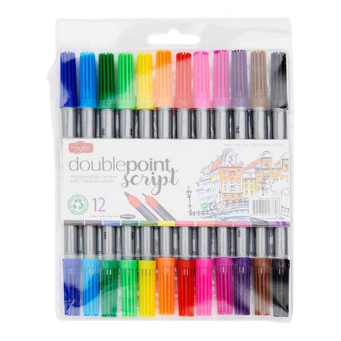 Pro:scribe Double Sided Thick/Thin Markers 12 Pack