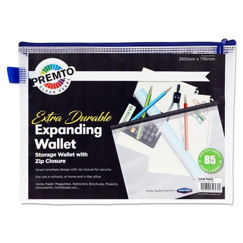 Premto B5 Extra Durable Expanding Mesh Wallet - Clear Pearl