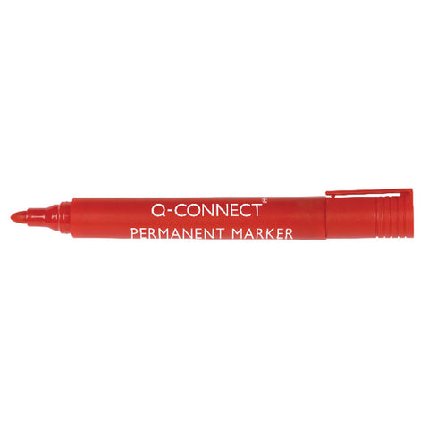 Q-Connect Permanent Marker Pen Bullet Tip Red (10 Pack)