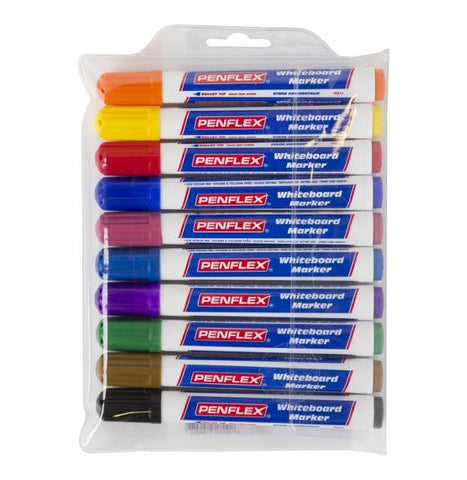 Penflex Whiteboard Markers Assorted Colour WB15 - Pack of 10