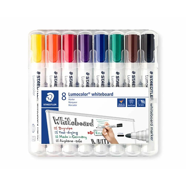 Staedtler Lumocolor Whiteboard Markers Assorted Colours Box of 8 Bullet Tip