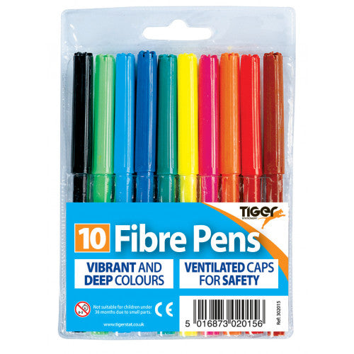 Tiger Fibre Tip Pens Wallet 10