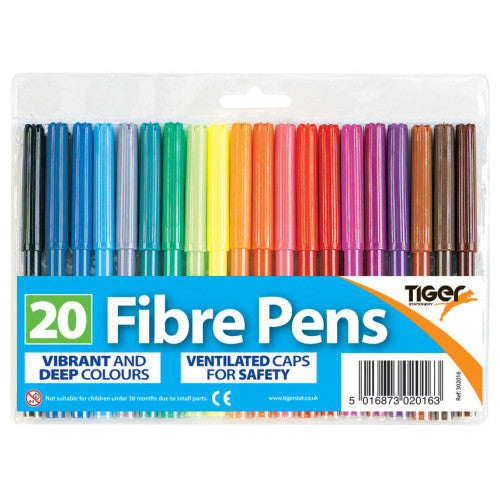 Tiger Fibre Tip Pens Wallet 20
