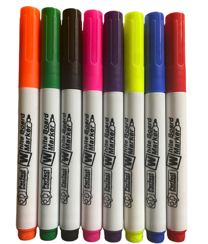 Whiteboard Markers Assorted 8 Pack - Slim Barrel