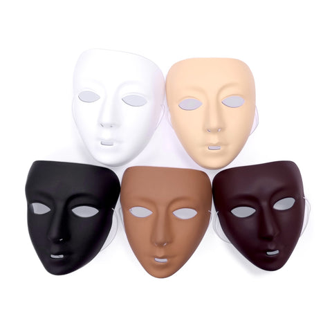 Multicultural Plastic Face Masks Pack of 10
