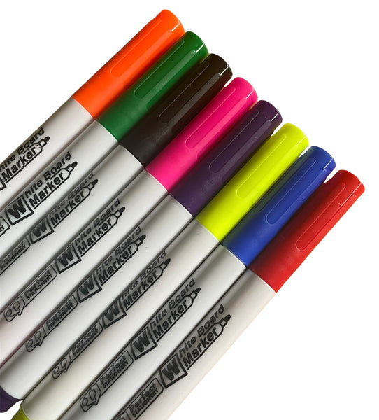 Whiteboard Markers Assorted 8 Pack - Slim Barrel