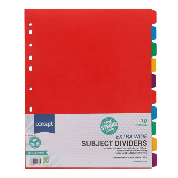 Concept Extra Wide 230gsm Index Dividers - 10 Part
