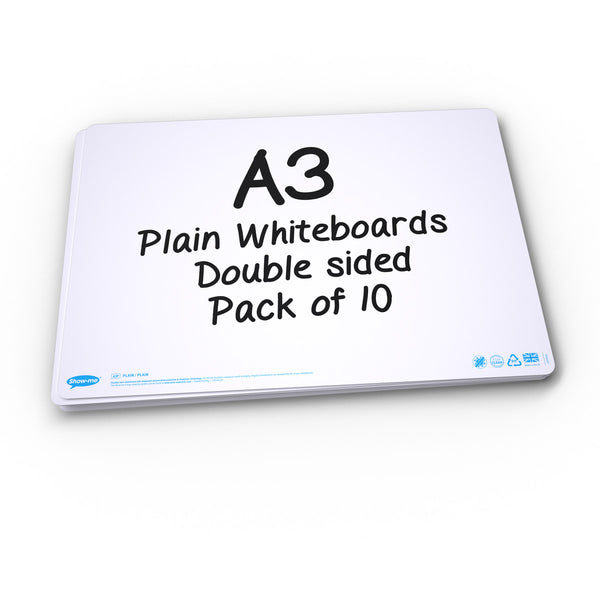 A3 Blank Double Sided Whiteboards Pack 10