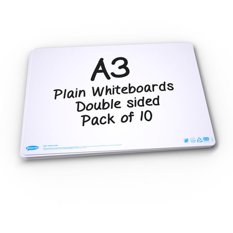 A3 Blank Double Sided Whiteboards Pack 10