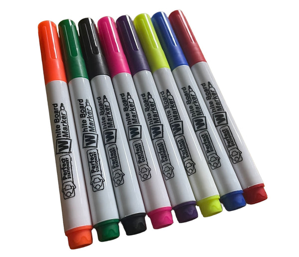 Whiteboard Markers Assorted 8 Pack - Slim Barrel