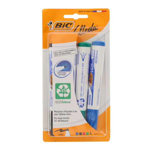 BIC Velleda Bullet Tip Whiteboard Marker - Assorted 4 Pack