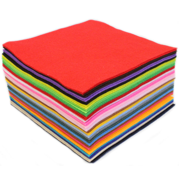 Class Pack Felt Squares Assorted Colours – 22cm x 22cm – Pack 50