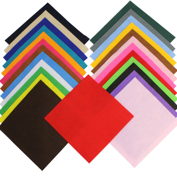 Class Pack Felt Squares Assorted Colours – 22cm x 22cm – Pack 50