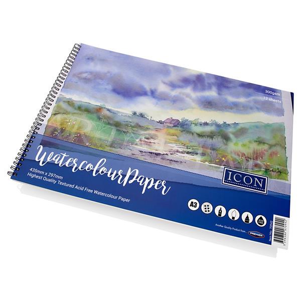 Icon A3 300gsm Wiro Watercolour Pad 12 Sheets