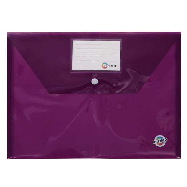 Premto A4 Button Document Wallets - Assorted Pack of 5