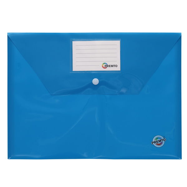 Premto A4 Button Document Wallets - Assorted Pack of 5