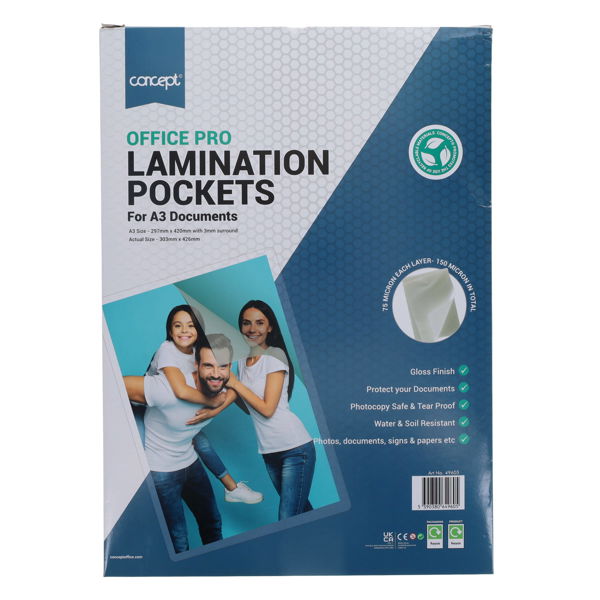 A3 Office Pro Laminating Pouches 150 Micron Pack 100
