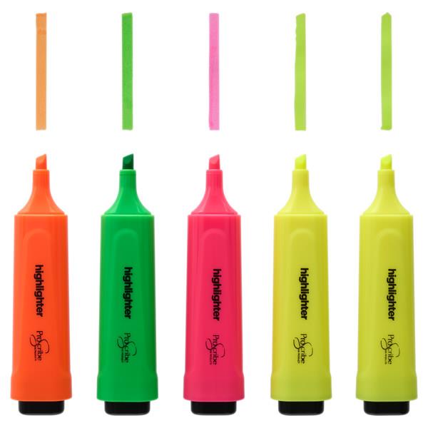 Proscribe Highlighters Assorted Pack 5