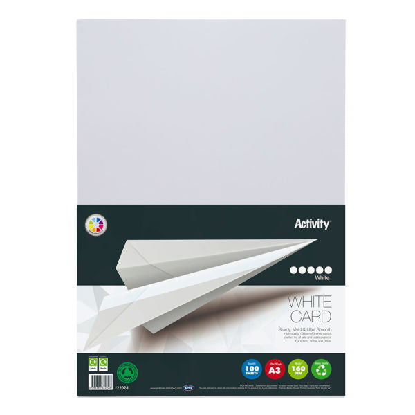 A3 Premier Activity Card 160gsm 100 Sheets - White