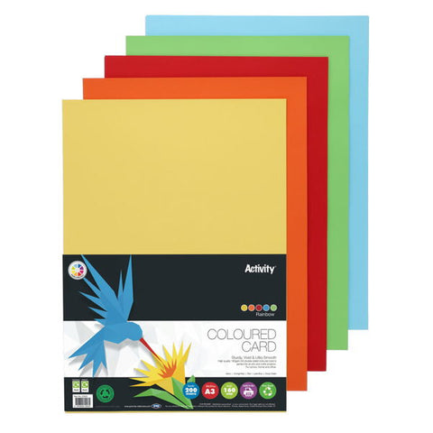 Premier Activity A3 160gsm Card 200 Sheets - Rainbow