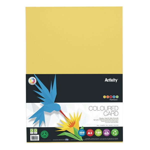 Premier Activity A3 160gsm Card 200 Sheets - Rainbow