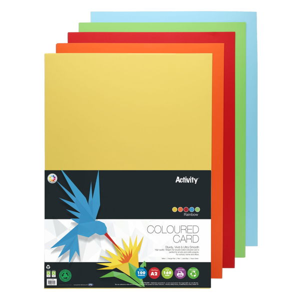 A2 Premier Activity Card 100 Sheets 160gm - Assorted Rainbow